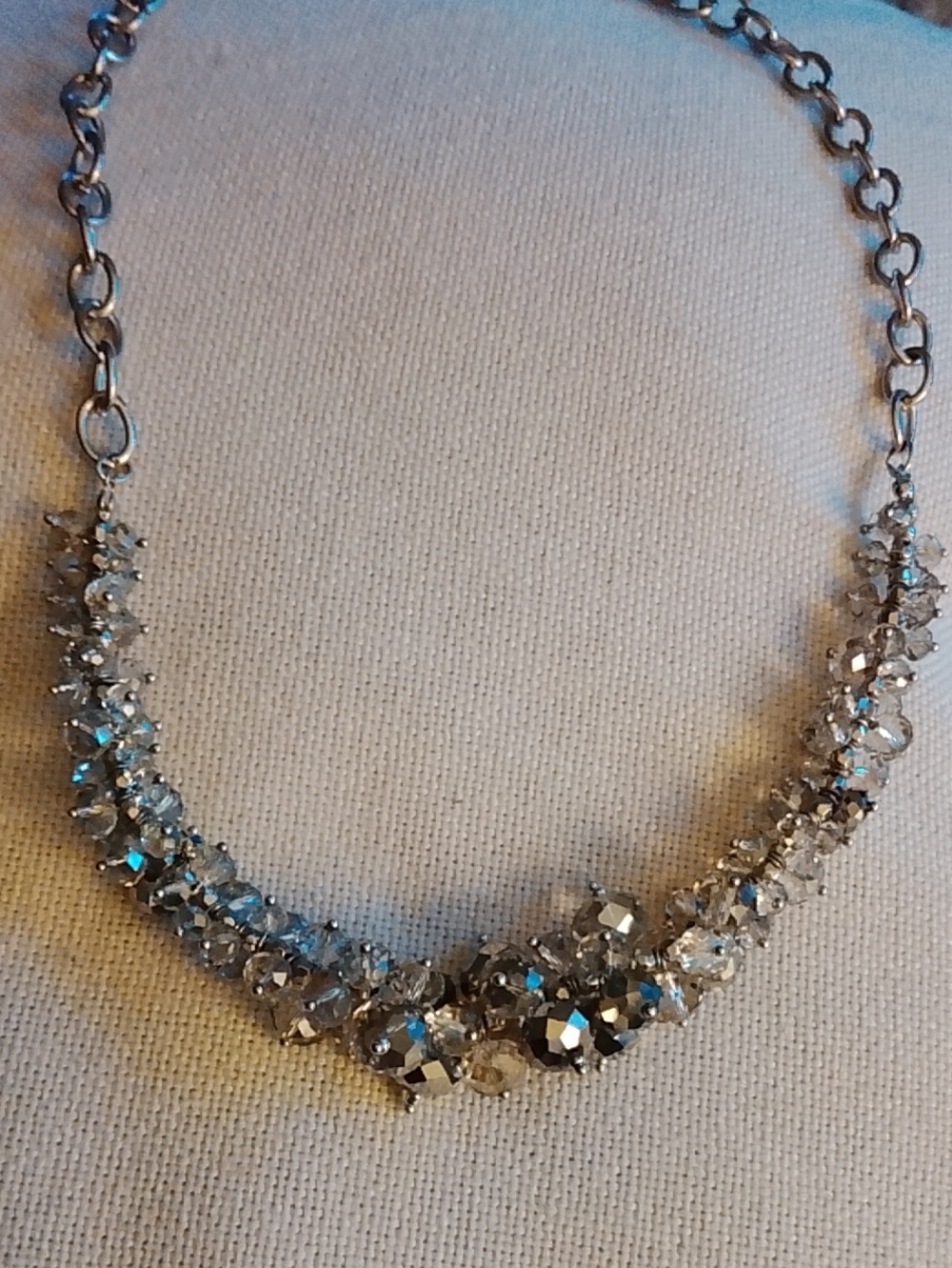 Vera Wang Silver Crystal Cluster Necklace